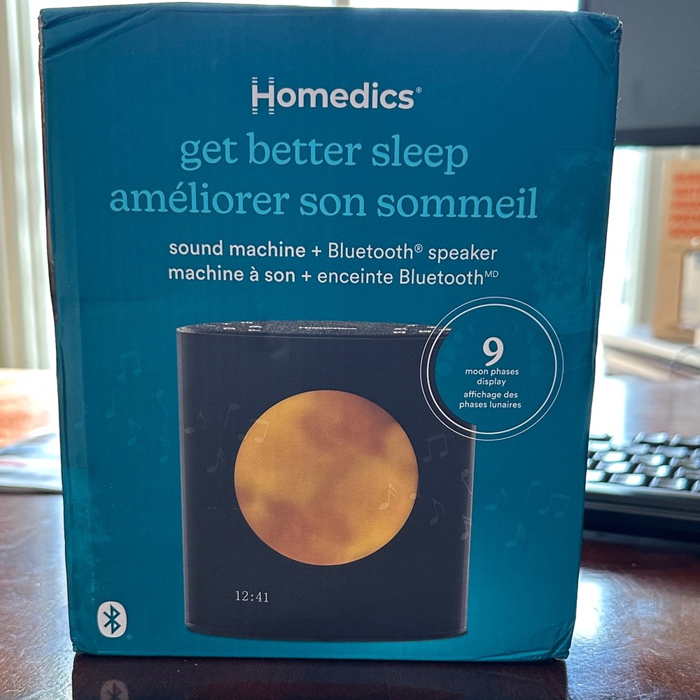 Homedics Sound Sleep Moon Dream Sound Machine & Clock with Bluetooth Speaker